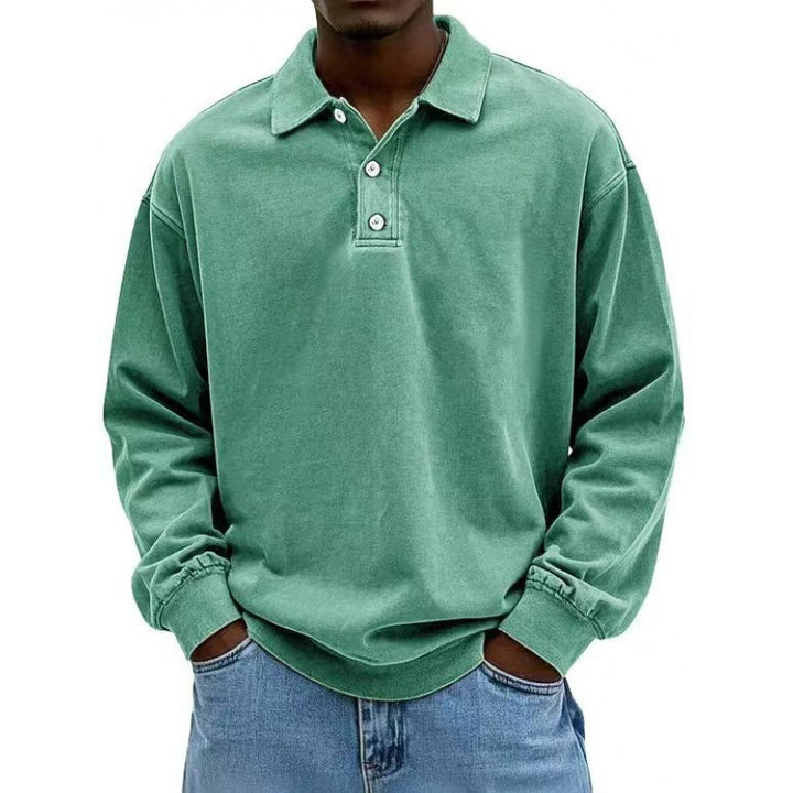 Herren Oversize Langarm Polo aus Baumwollmix – Cavello