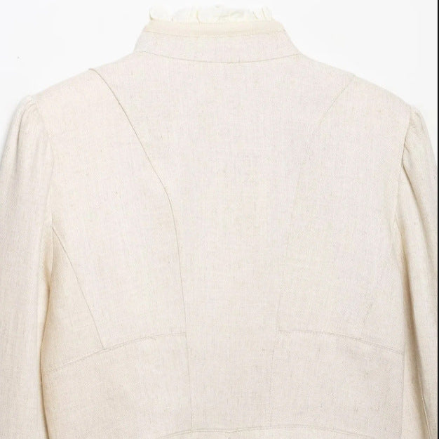 Damen Cropped Militärblouson mit Stehkragen, Zierknopfreihe und plissierten Ärmeln Echo Archiv