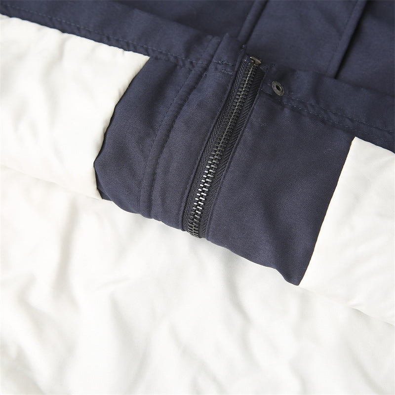 Damen kastige Kurzjacke mit Cordkragen, verdeckter Frontleiste und großen aufgesetzten Taschen – Célinea