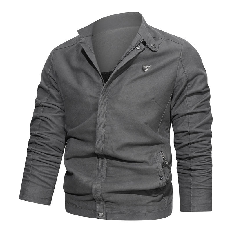 Herren Slim-Fit Canvas Blouson mit Stehkragen, verdecktem Reißverschluss und Reißverschlusstaschen Echo Archiv