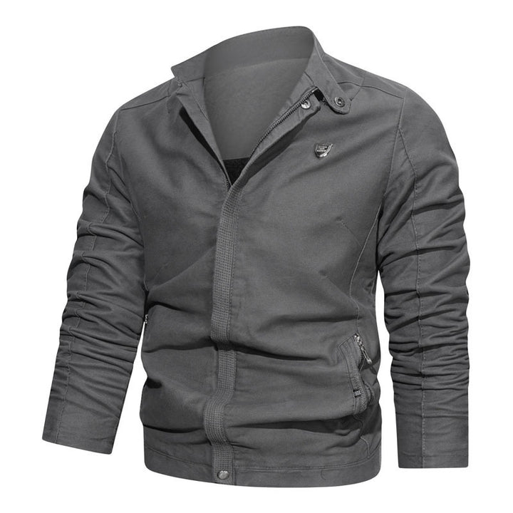 Herren Slim-Fit Canvas Blouson mit Stehkragen, verdecktem Reißverschluss und Reißverschlusstaschen Echo Archiv