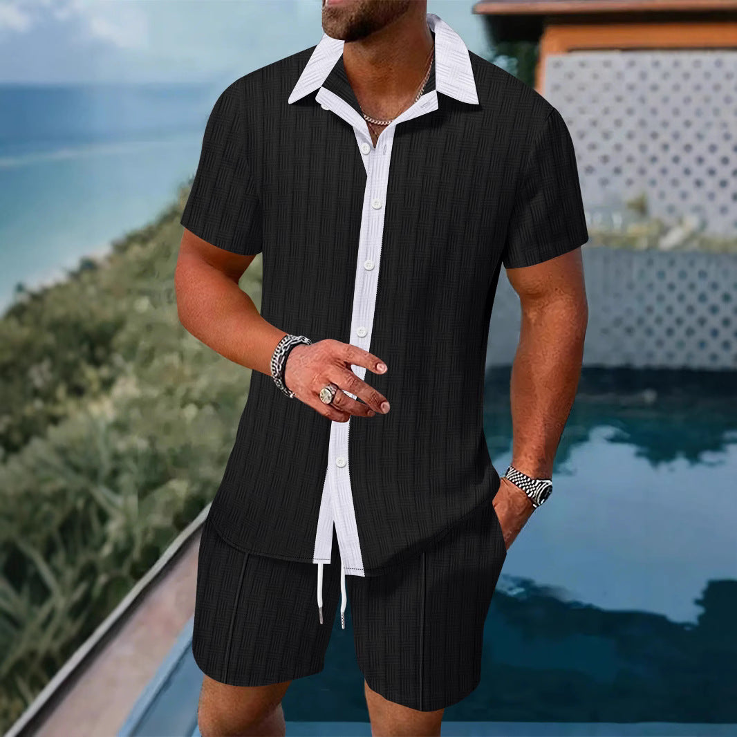 Herren Freizeit Hemd mit Knopfleiste und Shorts Set Echoarchiv