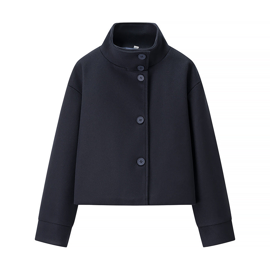 Damen Kurzjacke Boxy Wollmix mit Stehkragen, Oversize-Ärmeln und Knopfleiste Echo Archiv
