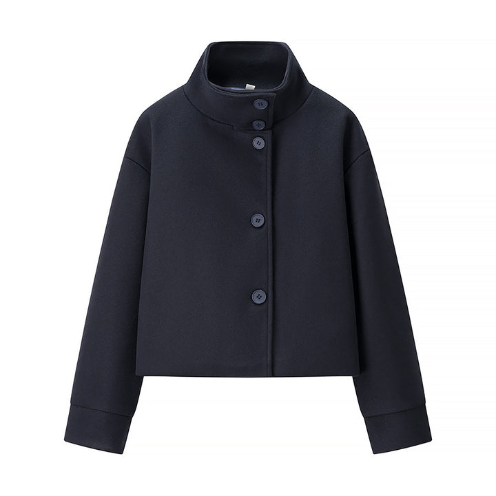 Damen Kurzjacke Boxy Wollmix mit Stehkragen, Oversize-Ärmeln und Knopfleiste Echo Archiv