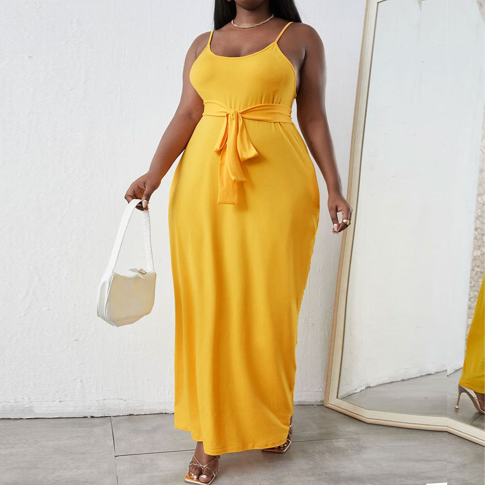 Damen Maxikleid mit zartem Bindeband und verstellbaren Spagettiträgern Echo Archiv