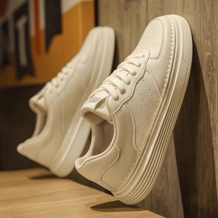 Unisex minimalistische Lederoptik Plateau-Sneaker mit gepolstertem Fersenkragen und stoßdämpfender Leichtsohle – Norré