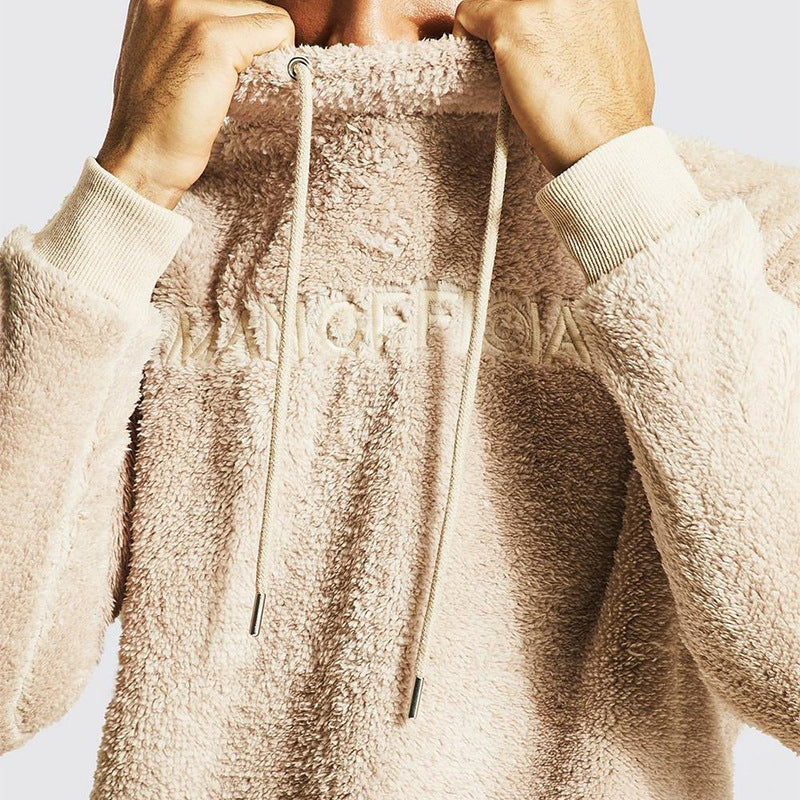 Herren gemütlicher Fleece-Pullover mit hohem Kragen und Kordelzug Echoarchiv