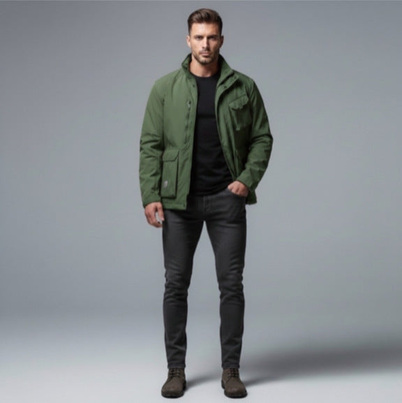 Herren Leichte Utility-Fieldjacke mit Stehkragen, Mehrfach-Taschen und atmungsaktivem Meshfutter Echo Archiv