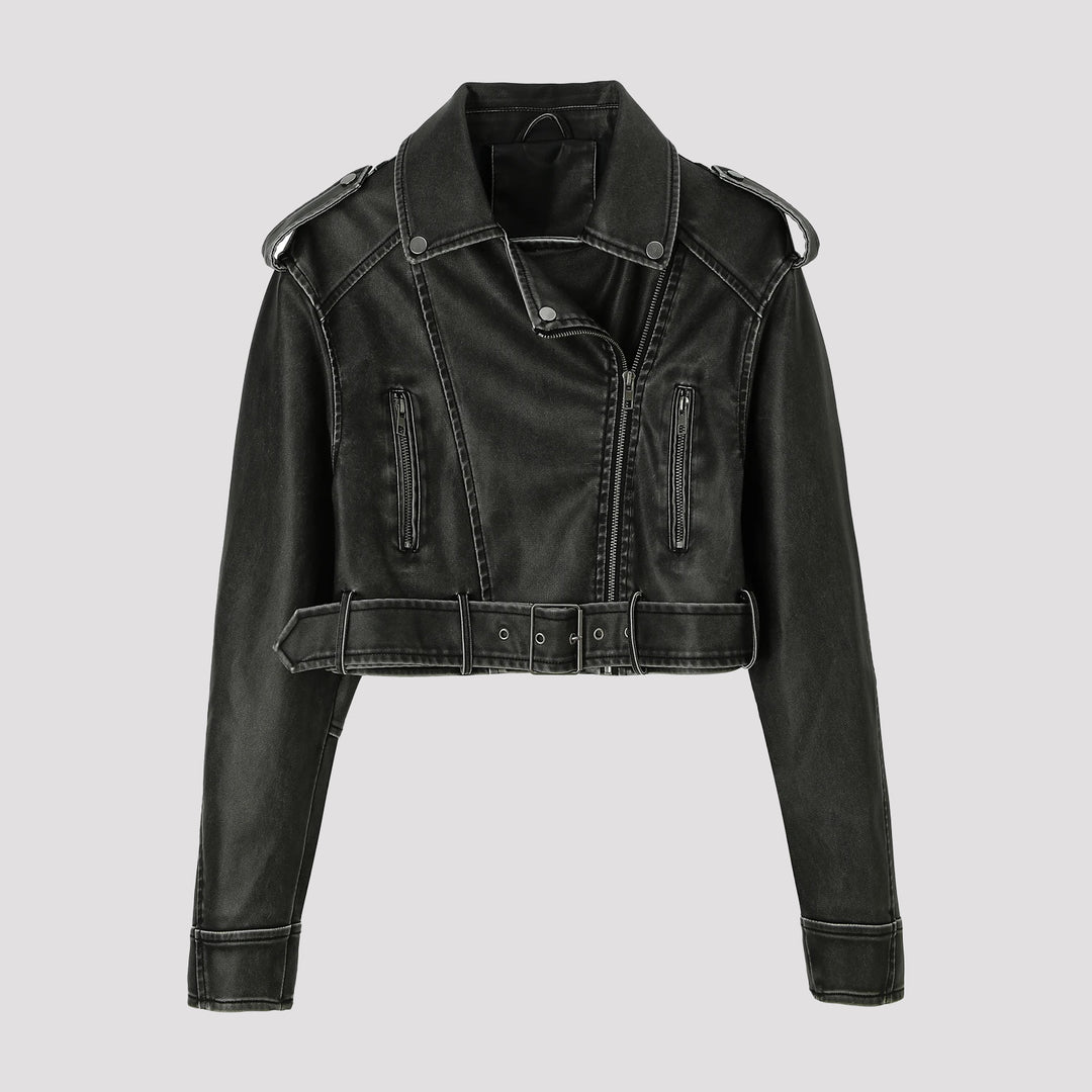Damen Cropped Bikerjacke Echo Archiv