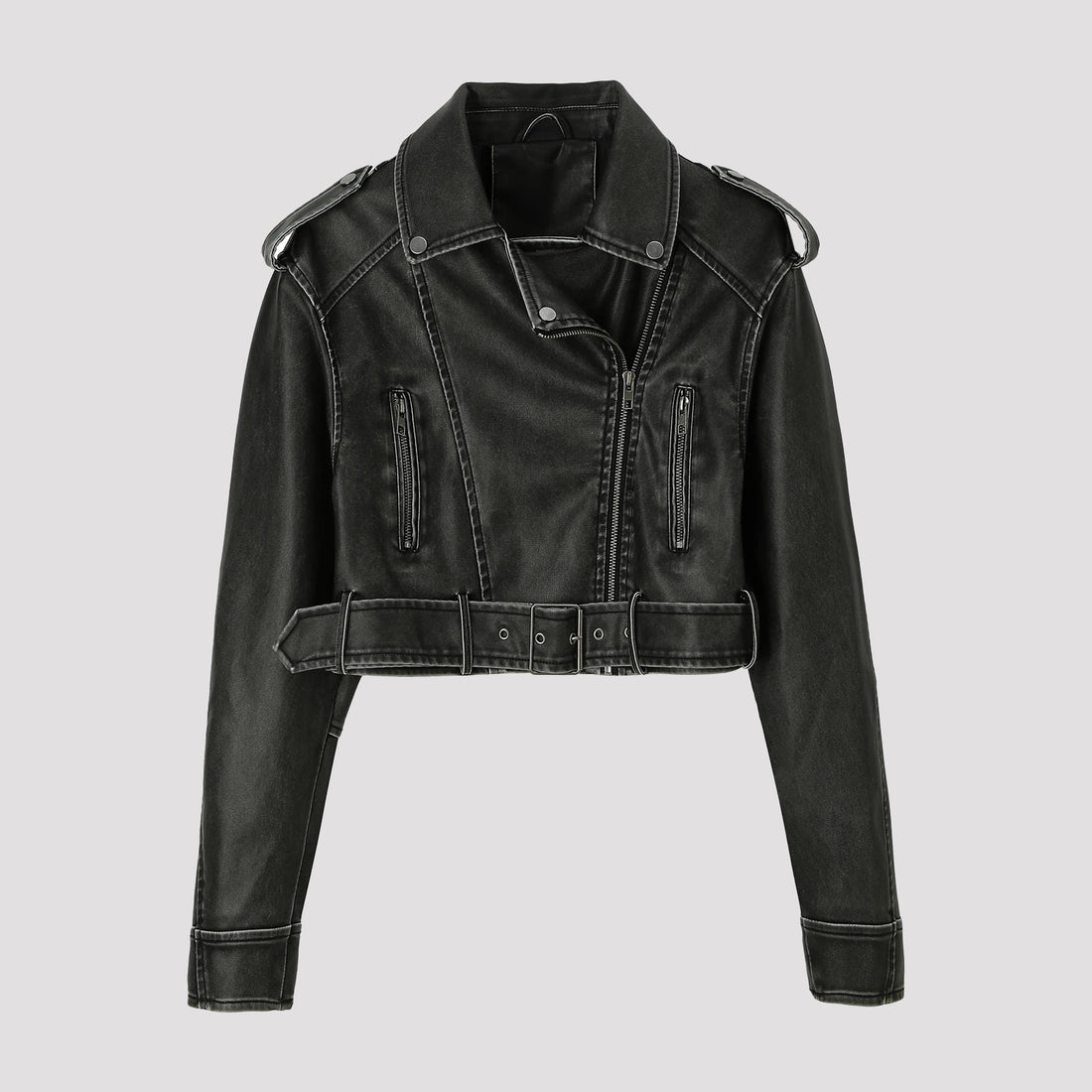 Damen Modische Kurzjacke im Biker-Stil – Célinea