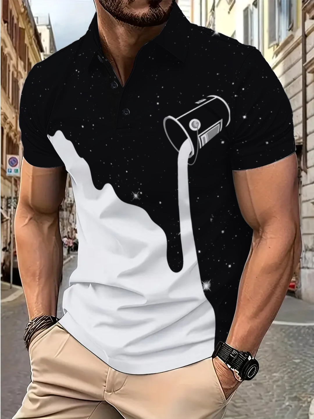 Herren Poloshirt mit künstlerischem und kreativem Grafikdesign Echoarchiv