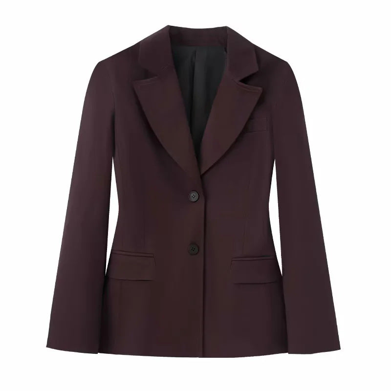 Damen nan schlanker Business-Blazer mit taillierter Schnittführung, fallendem Revers und Pattentaschen Echo Archiv