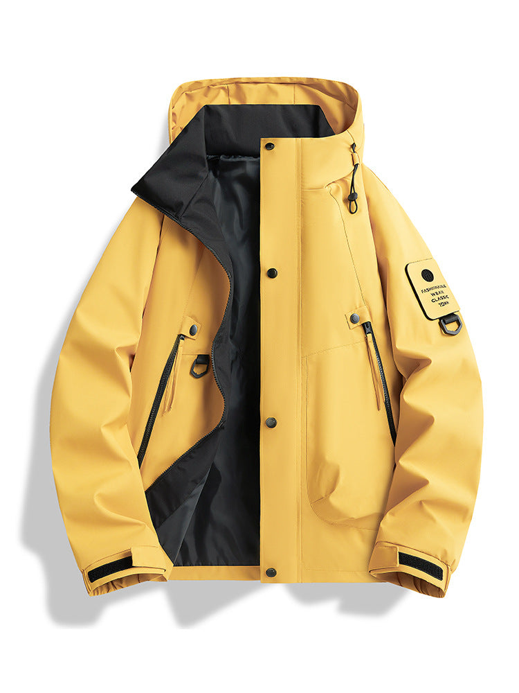 Herren wasserdichte urbane Hardshell-Jacke mit geschweißten Nähten, verstellbarer Kapuze und Utilitieschultertasche – Taviero