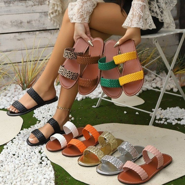 Damen Geflochtene Riemchen-Sandalen mit komfortablem Fußbett und rutschfester Sohle Echoarchiv
