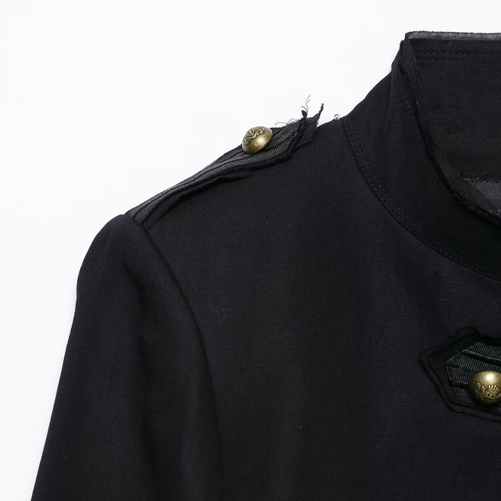 Damen Kurz geschnittene Militärjacke im Husarenstil mit Stehkragen und Zierknopfleiste Echoarchiv