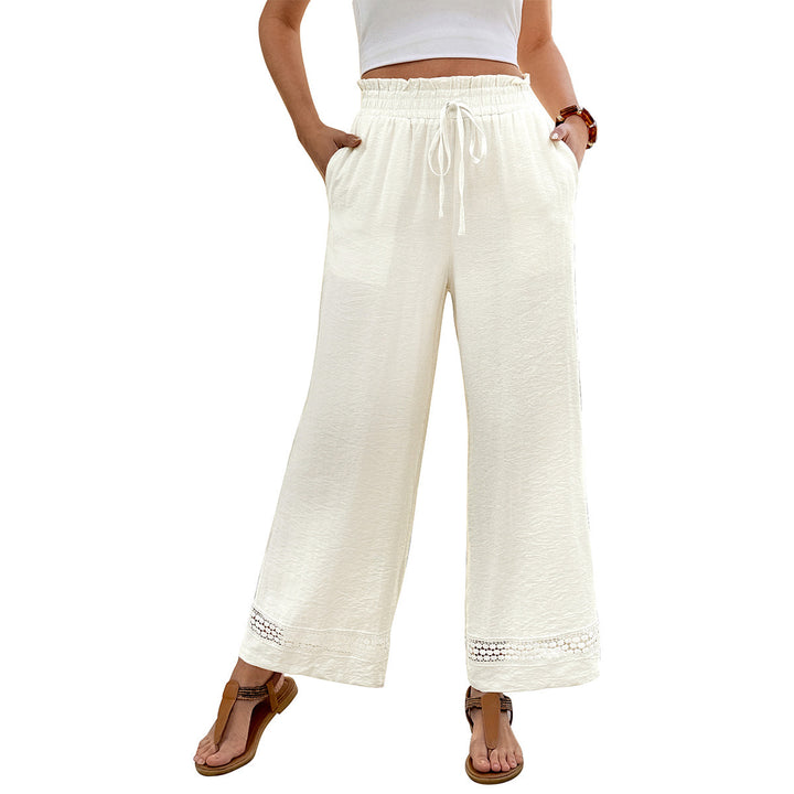 Damen Luftige Palazzo-Hose mit Taillenkordel und Spitze Echo Archiv
