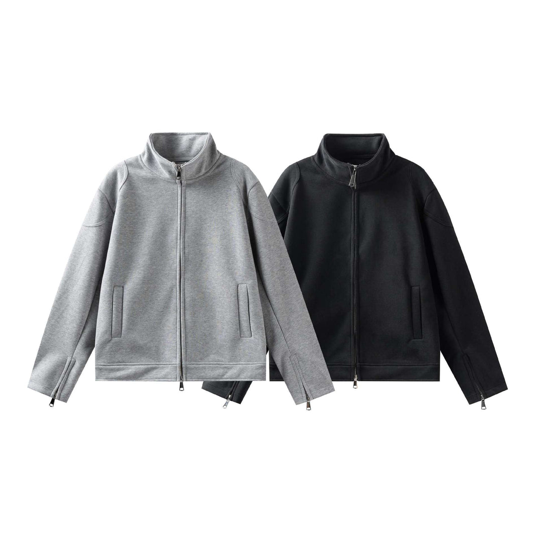 Unisex Hochgeschlossene Zip-Jacke aus French‑Terry mit Ärmelschlitzen und Eingrifftaschen Echoarchiv