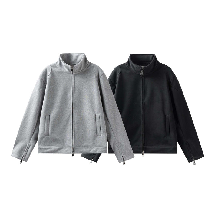 Unisex Hochgeschlossene Zip-Jacke aus French‑Terry mit Ärmelschlitzen und Eingrifftaschen Echoarchiv