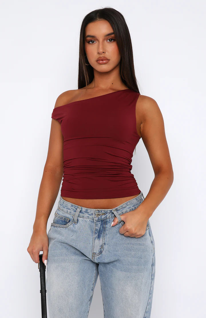 Damen Crop-Top mit floralem Design und schulterfreiem Schnitt Echo Archiv