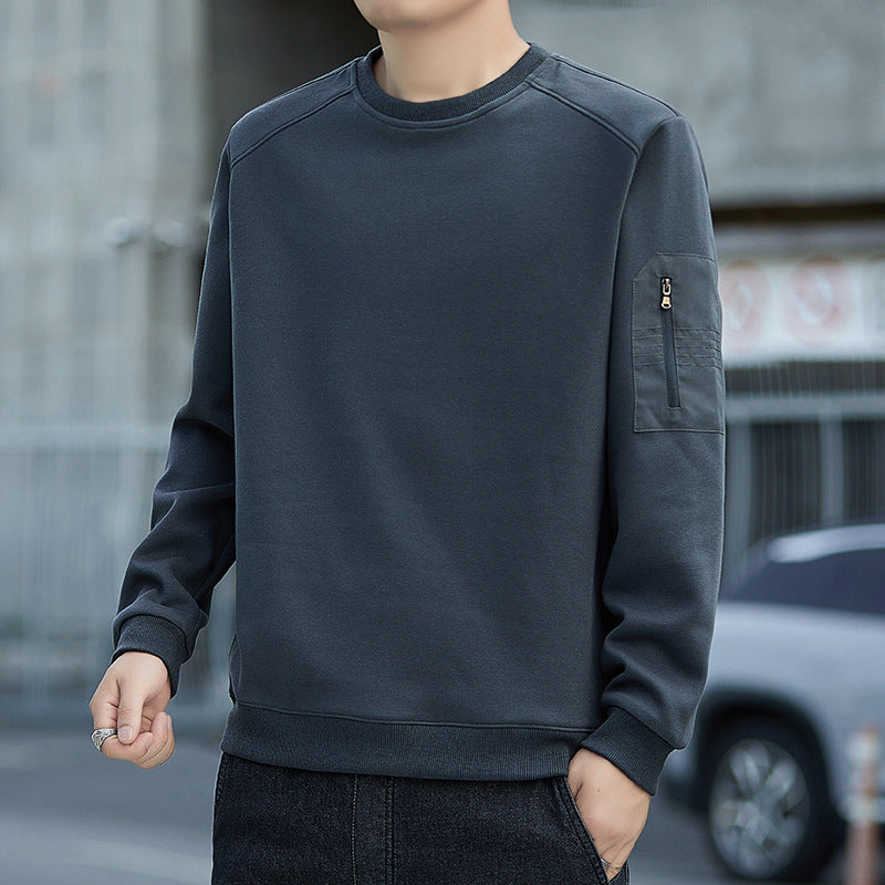 Herren Minimalistisches Sweatshirt mit Raglanärmeln und Reißverschluss-Ärmeltasche Echo Archiv