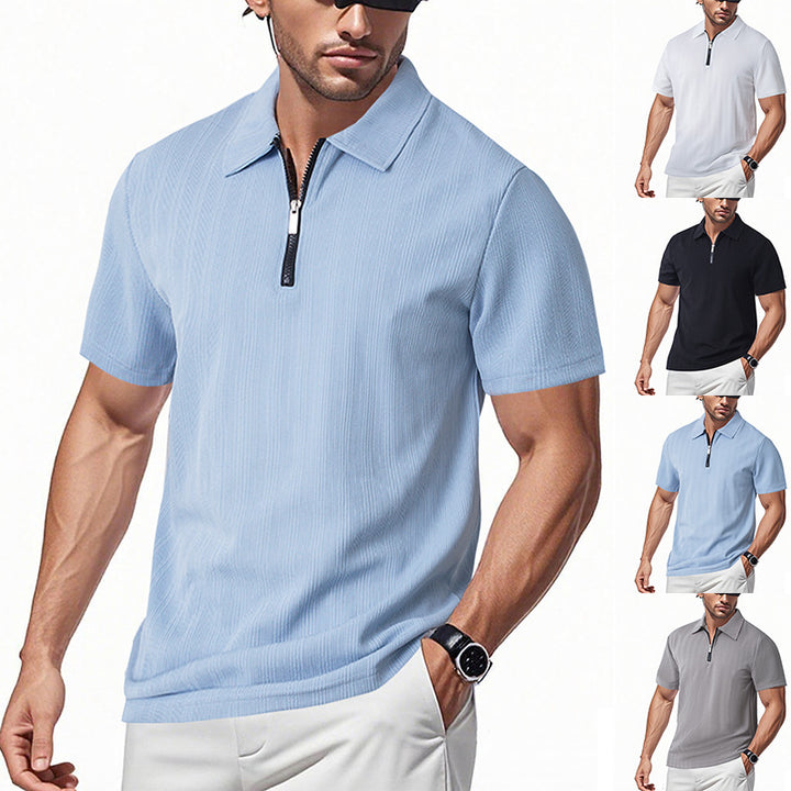 Herren Poloshirt mit modernem Reißverschluss und atmungsaktiver Struktur Echoarchiv