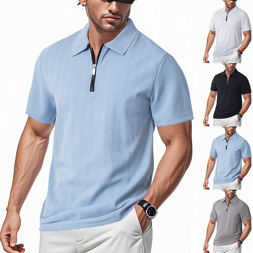 Herren Poloshirt mit modernem Reißverschluss und atmungsaktiver Struktur Echoarchiv