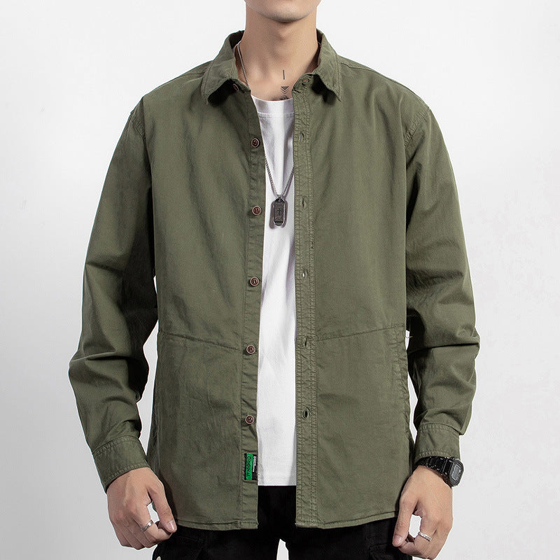 Herren leichtes Utility-Overshirt mit Knopfleiste und Hemdkragen Echoarchiv
