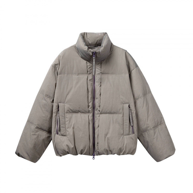 Damen Kurze Oversize-Steppjacke mit hohem Stehkragen und Kontrast-Reißverschluss Echo Archiv