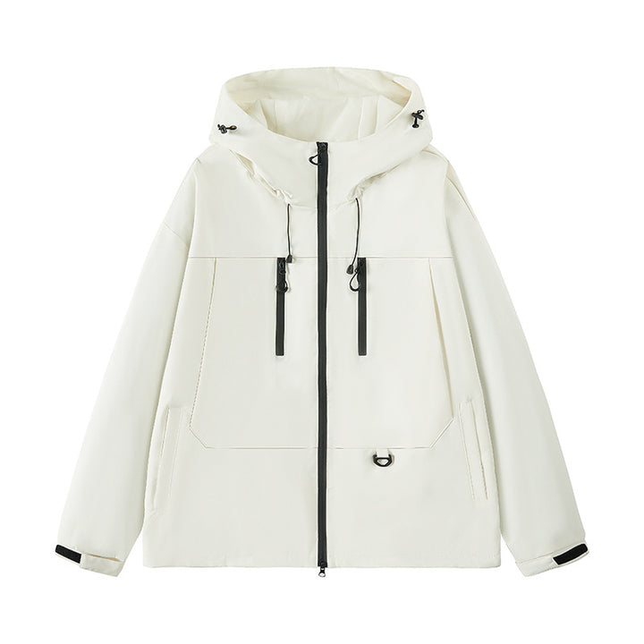 Herren Technische wasserabweisende Kapuzen‑Übergangsjacke mit getapten Reißverschlüssen & Utility‑Taschen Echoarchiv