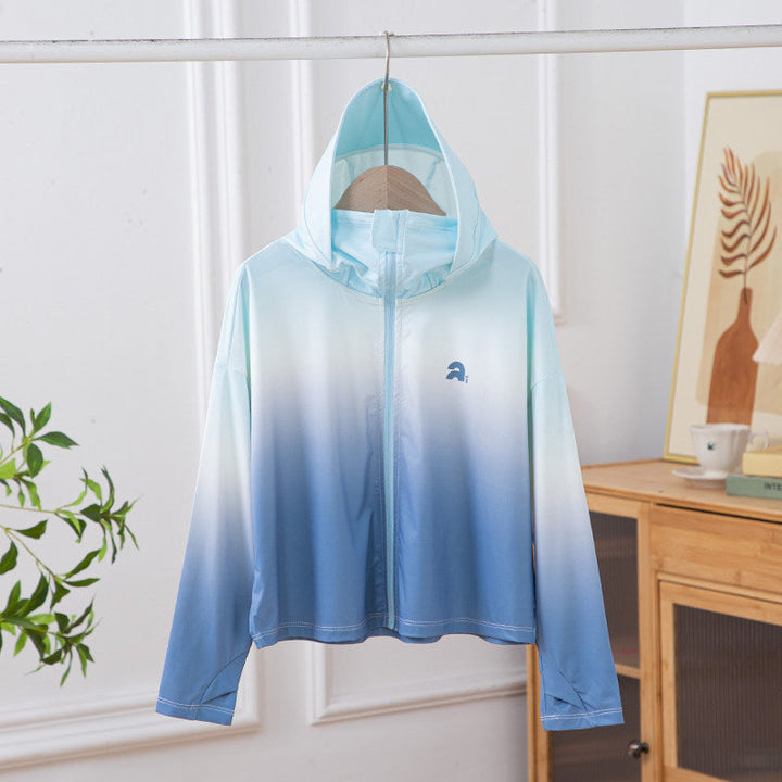 Damen nan leichte Kapuzenjacke mit UV-Schutz, schnell trocknender Sportjacke mit Reißverschluss Echo Archiv