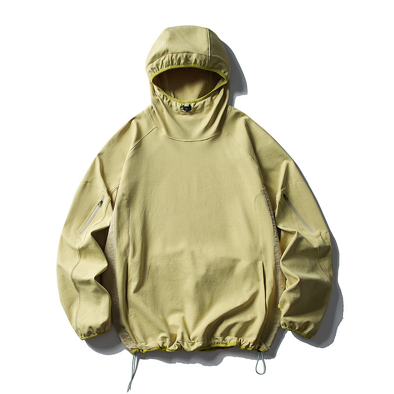 Unisex Leichter technischer Kapuzen-Anorak mit Raglanärmeln, Ärmeltaschen und Kordelzug Echoarchiv