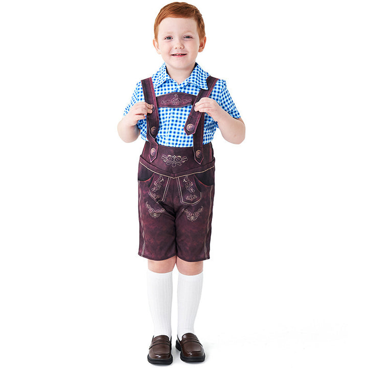 Herren nan kurze Trachtenlederhose mit verstellbaren Trägern und traditioneller Stickerei Echo Archiv