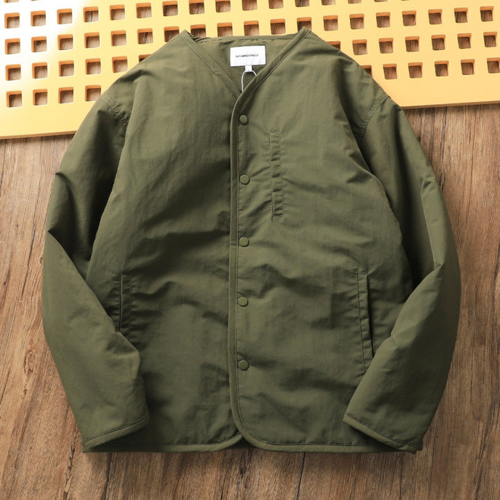 Herren Leicht wattierte Thermo-Linerjacke mit Druckknopfverschluss und gerundetem Saum Echoarchiv