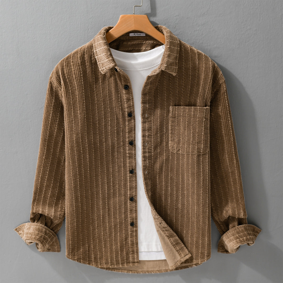 Herren Cord-Overshirt mit markanter Rippenstruktur und Brusttasche Echoarchiv