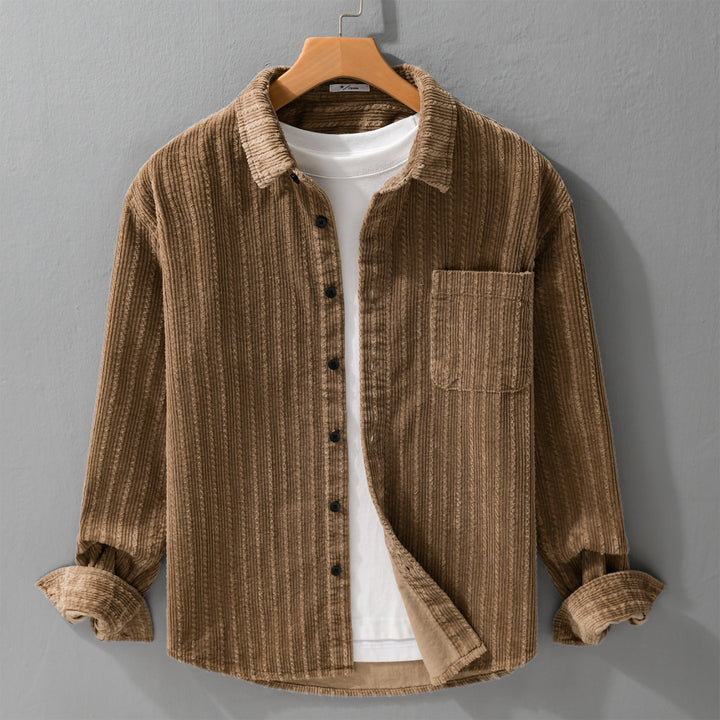 Herren Cord-Overshirt mit markanter Rippenstruktur und Brusttasche Echoarchiv
