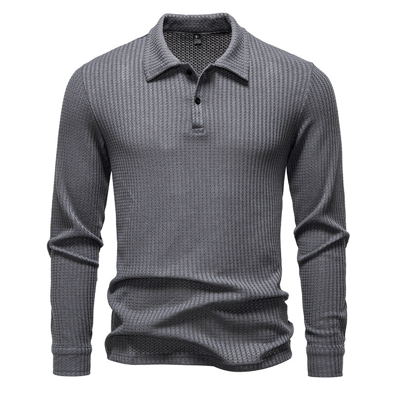 Herren Waffelstrick-Poloshirt mit Halbknopfleiste und Hemdkragen Echo Archiv