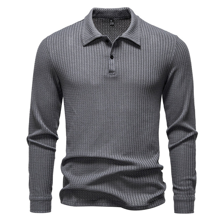 Herren Waffelstrick-Poloshirt mit Halbknopfleiste und Hemdkragen Echo Archiv