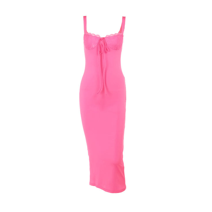 Damen figurbetontes Langarmkleid mit Spitzenverzierungen Echo Archiv