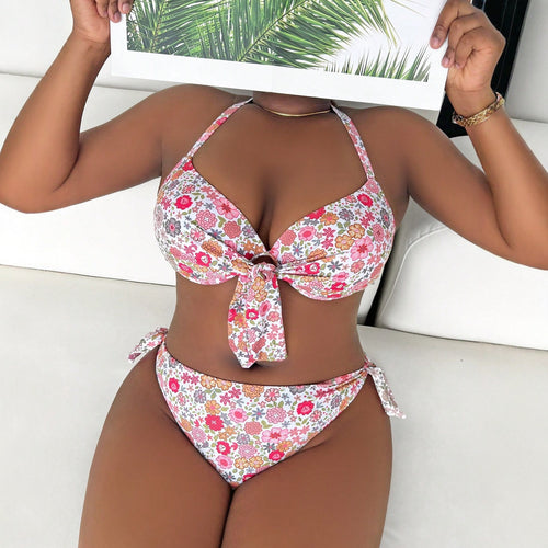 Damen Triangel-Bikini mit verspieltem Blumenmuster und herausnehmbarem Padding Echo Archiv