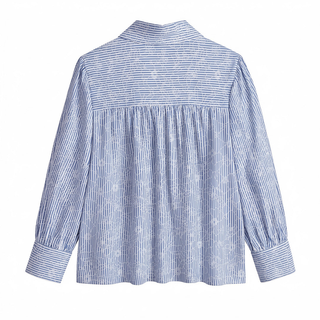 Damen Hemdbluse mit floralem Linienmuster und weitem Klappkragen Echo Archiv