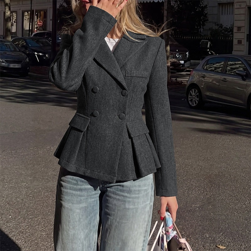 Damen Doppelreihiger taillierter Blazer mit Schößchen – Valéne