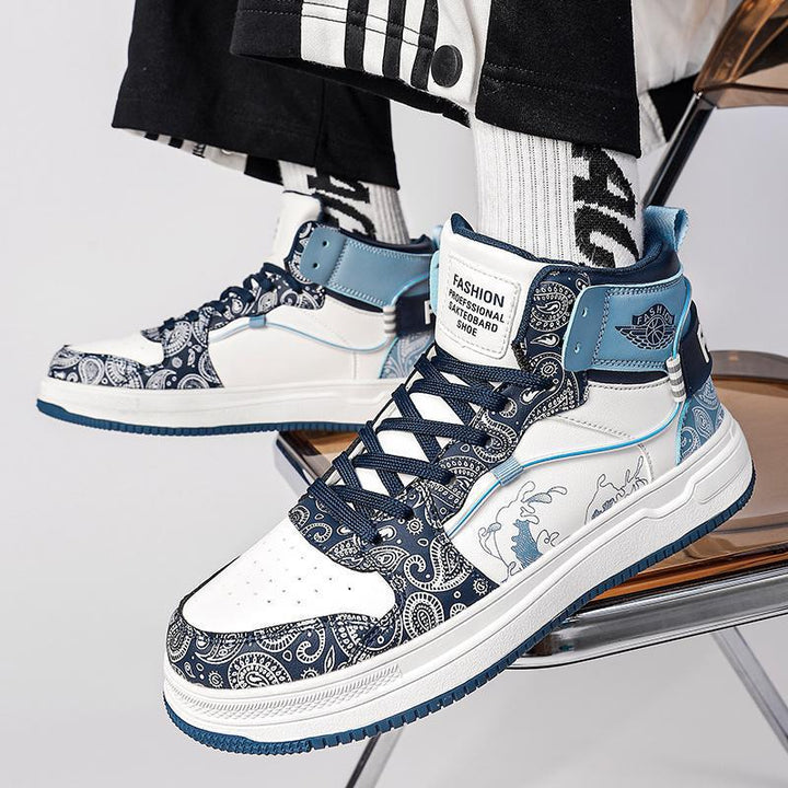 Herren High-Top Sneaker mit Paisley-Print und Drachenapplikation Echoarchiv