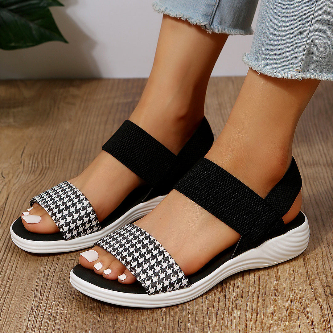 Damen Strick‑Sandalen mit elastischen Riemen und dämpfender Plateau‑Sohle Echo Archiv