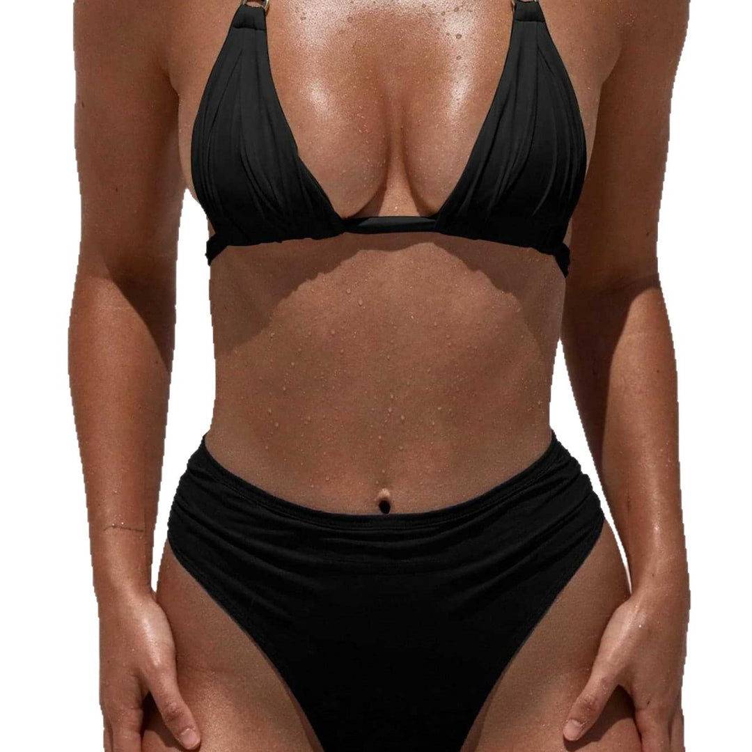Damen Triangel-Bikini mit hohem Bund und Raffung Echo Archiv