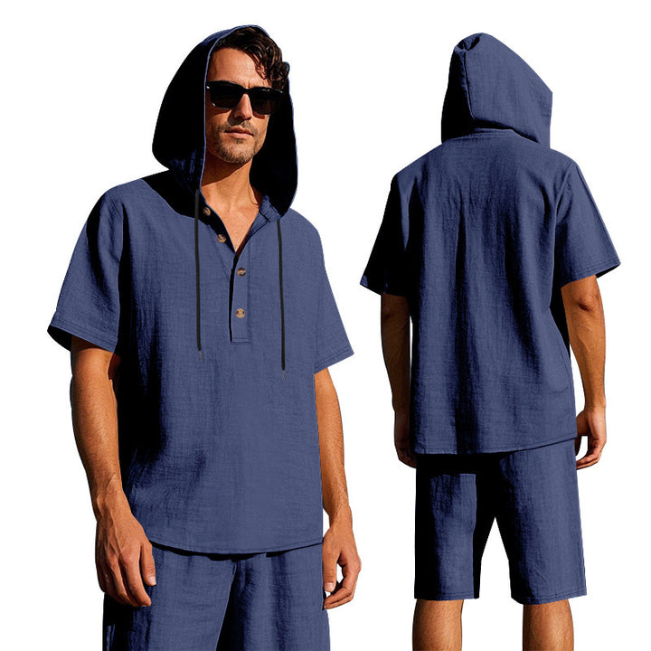 Herren lässiges Straßenoutfit mit Kapuze und kurzer Hose Echoarchiv