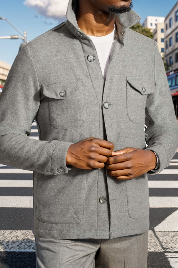 Herren zeitlose Utility-Jacke mit praktischen Taschen und Stehkragen Echoarchiv