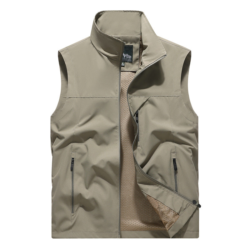 Herren Winddichte Softshell‑Outdoorweste mit belüftetem Mesh‑Innenfutter und verdeckten Reißverschlusstaschen – Marzano