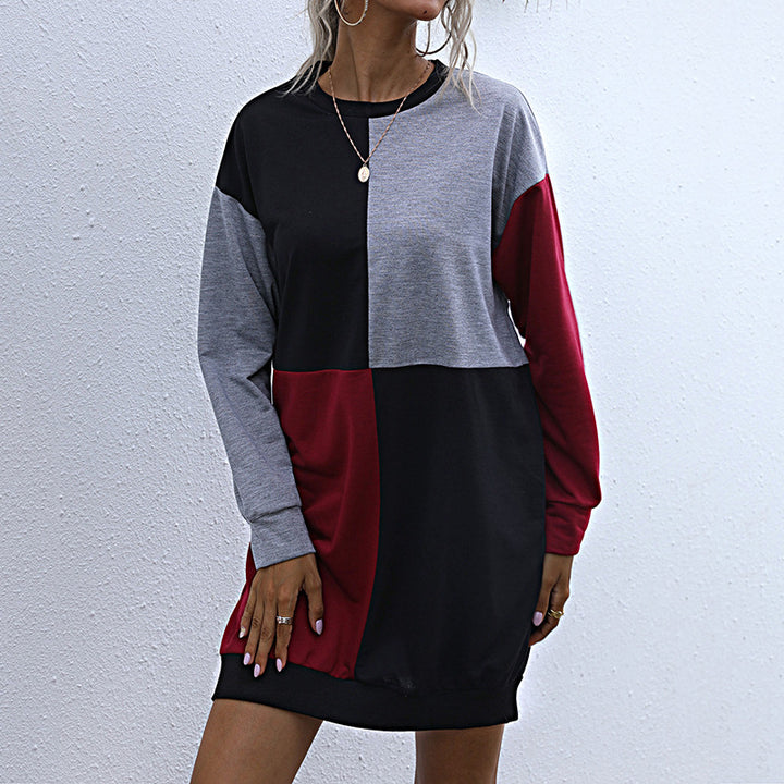 Damen Langarm-Sweatkleid mit Blockpaneelen und weitgeschnittener Passform Echoarchiv