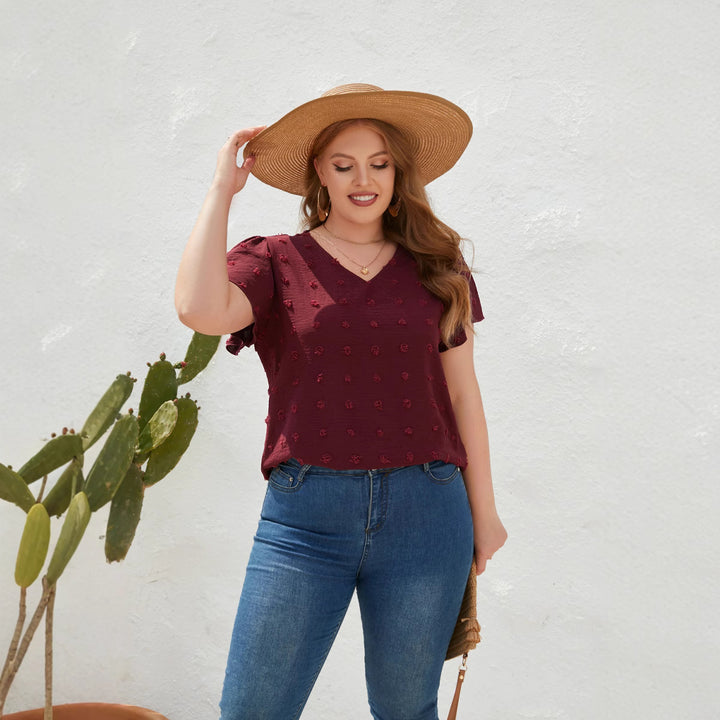 Damen Leichtes V-Ausschnitt T-Shirt mit strukturiertem Design Echo Archiv