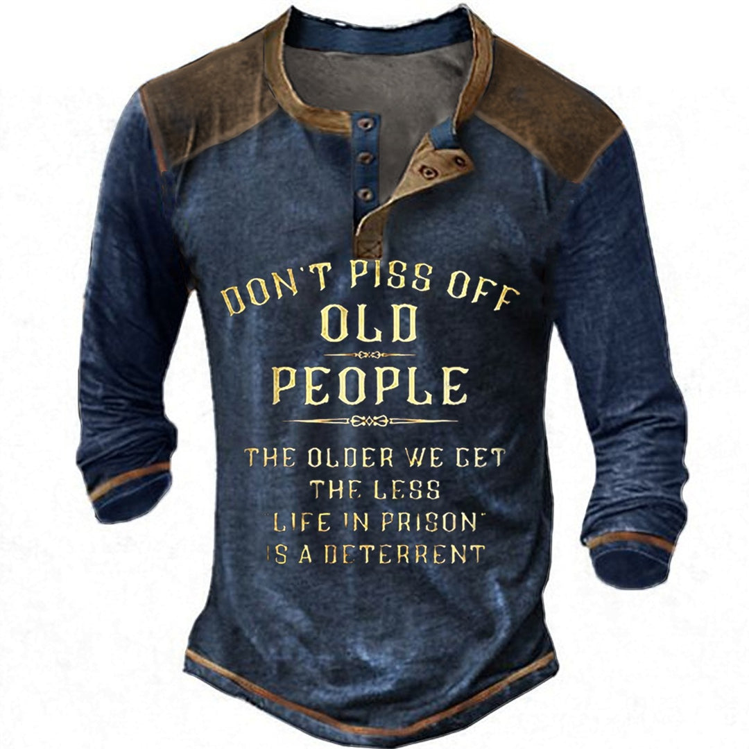 Herren lässiges Langarmshirt mit originellem Druck Echoarchiv